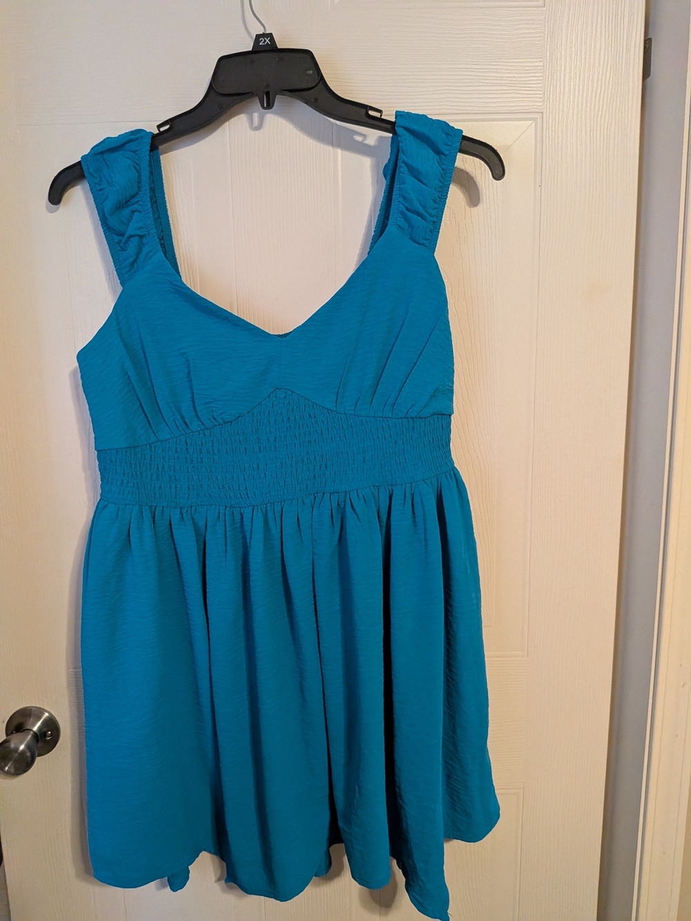 No Boundaries Blue Sleeveless Smocked Empire Mini Dress